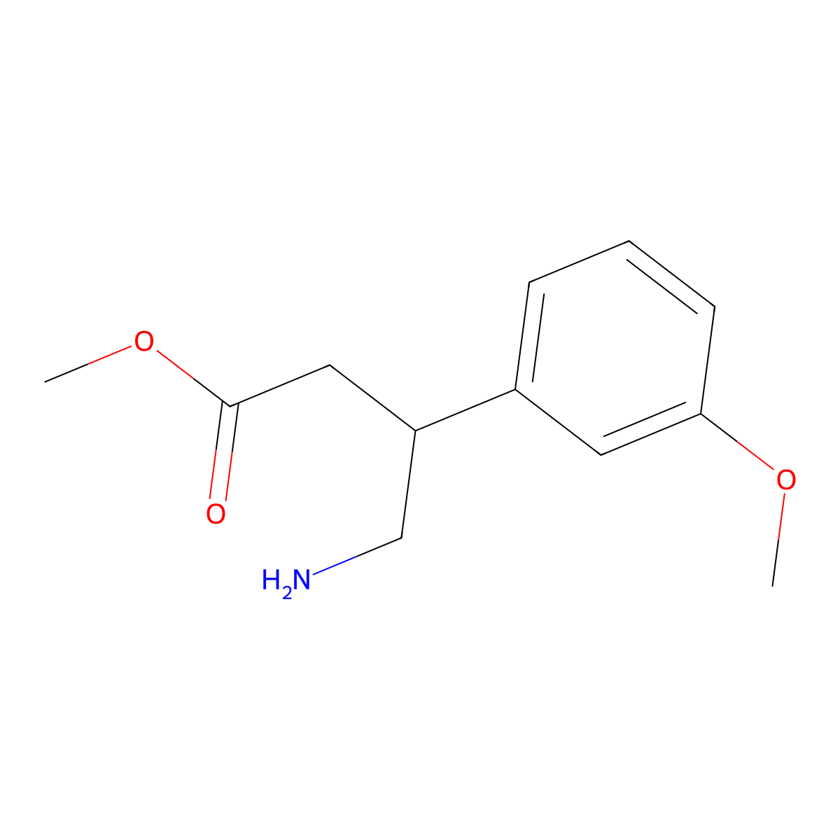 Methyl 4-amino-3-(3-methoxyphenyl)butanoate molecular structure, CAS 1263211-17-1