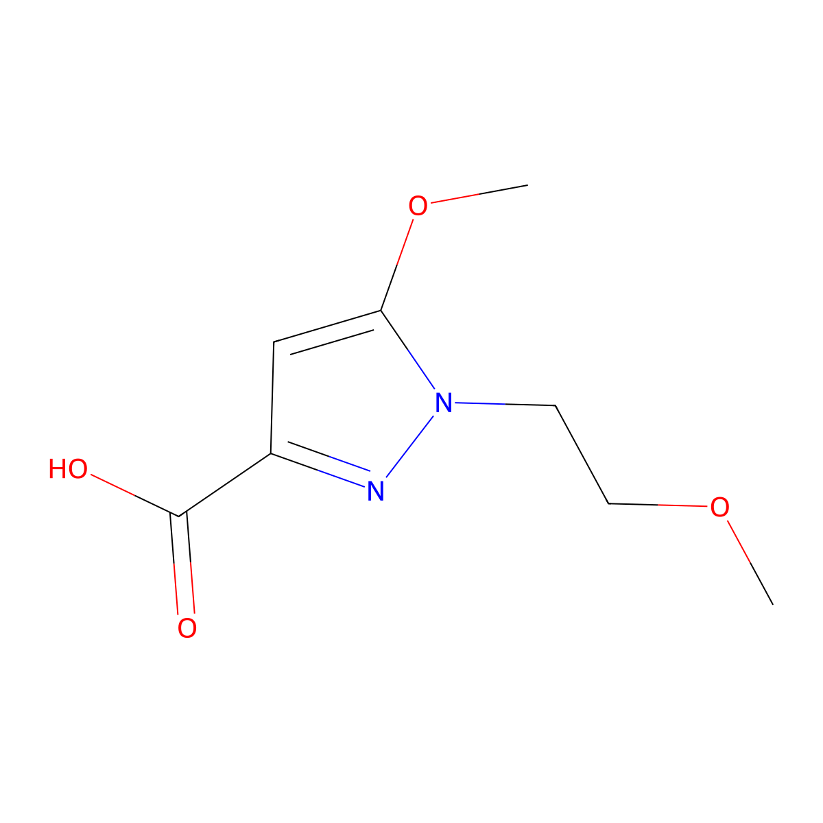 5-Methoxy-1-(2-methoxyethyl)-1H-pyrazole-3-carboxylic acid molecular structure, CAS 1263211-61-5
