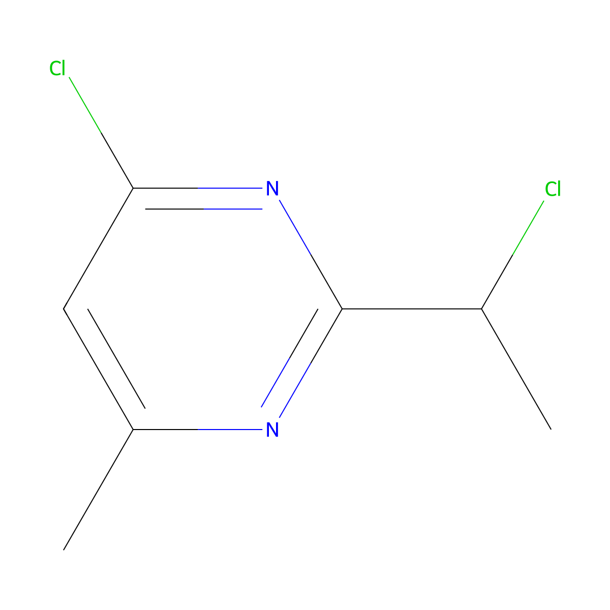 4-Chloro-2-(1-chloroethyl)-6-methylpyrimidine molecular structure, CAS 1263211-72-8