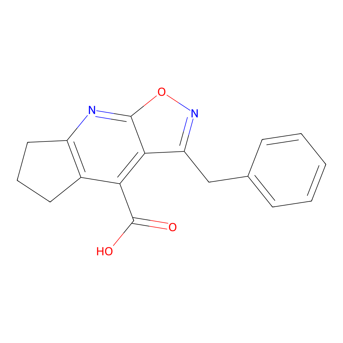 3-Benzyl-6,7-dihydro-5H-cyclopenta[b]isoxazolo[4,5-e]pyridine-4-carboxylic acid molecular structure, CAS 1263211-82-0