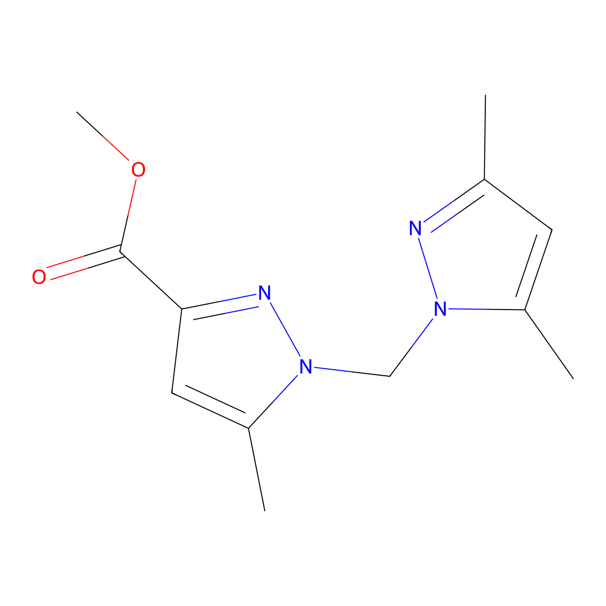 Methyl 1-((3,5-dimethyl-1H-pyrazol-1-yl)methyl)-5-methyl-1H-pyrazole-3-carboxylate molecular structure, CAS 1263212-05-0