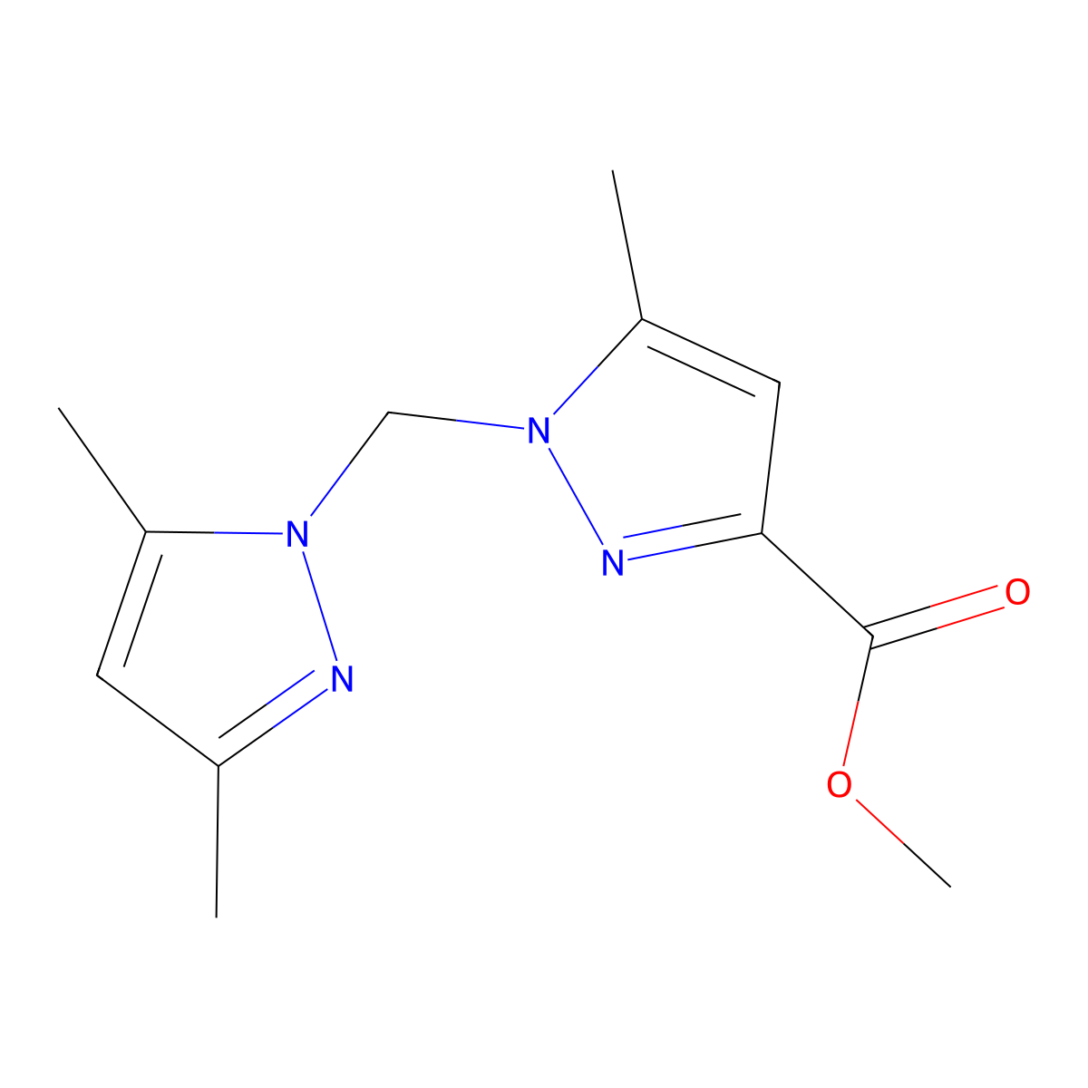Methyl 1-((3,5-dimethyl-1H-pyrazol-1-yl)methyl)-5-methyl-1H-pyrazole-3-carboxylate molecular structure, CAS 1263212-05-0