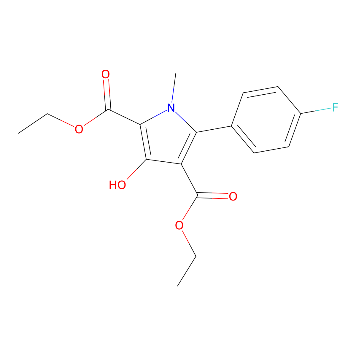 Diethyl 5-(4-fluorophenyl)-3-hydroxy-1-methyl-1H-pyrrole-2,4-dicarboxylate molecular structure, CAS 1263212-40-3