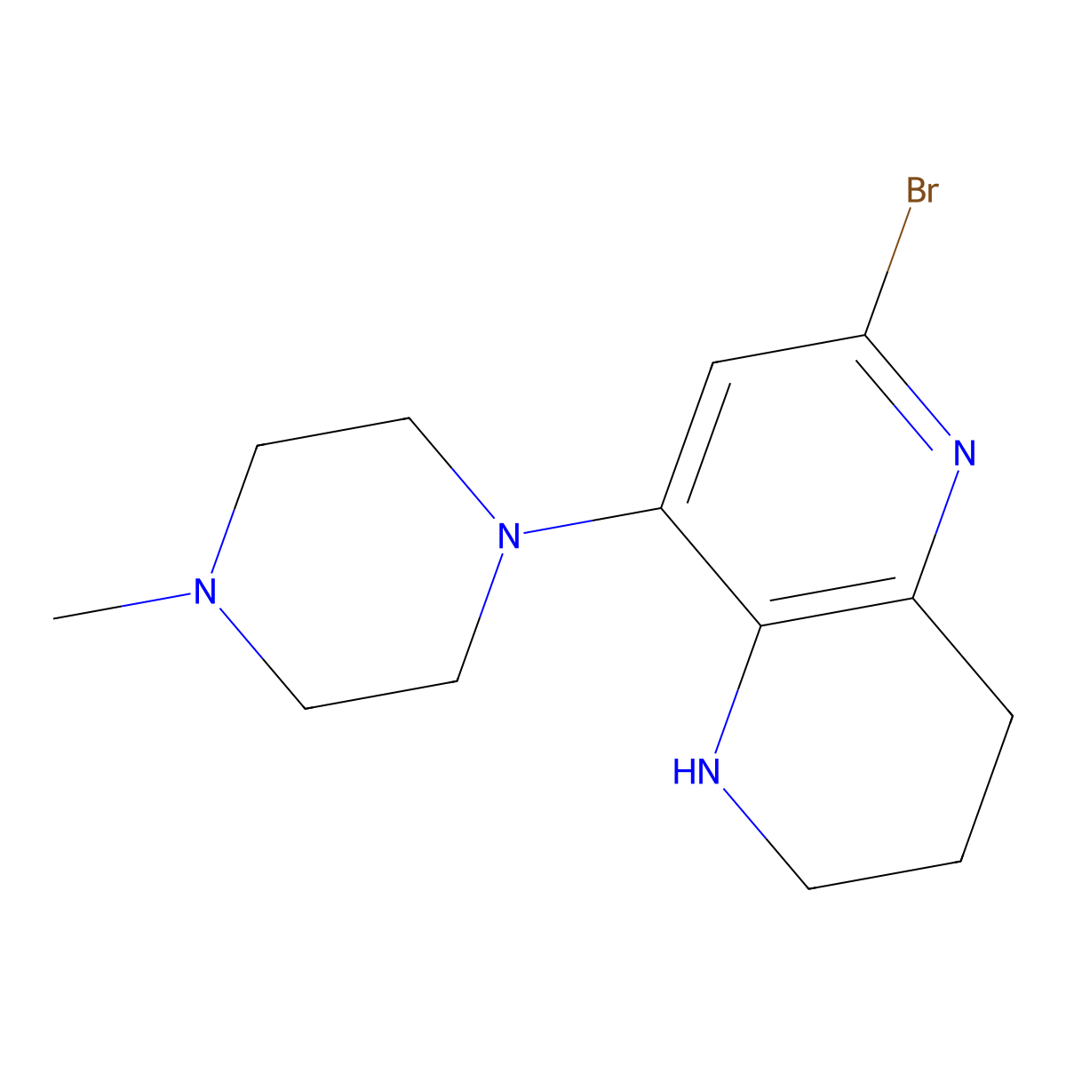 6-Bromo-8-(4-methylpiperazin-1-yl)-1,2,3,4-tetrahydro-1,5-naphthyridine molecular structure, CAS 1263212-76-5