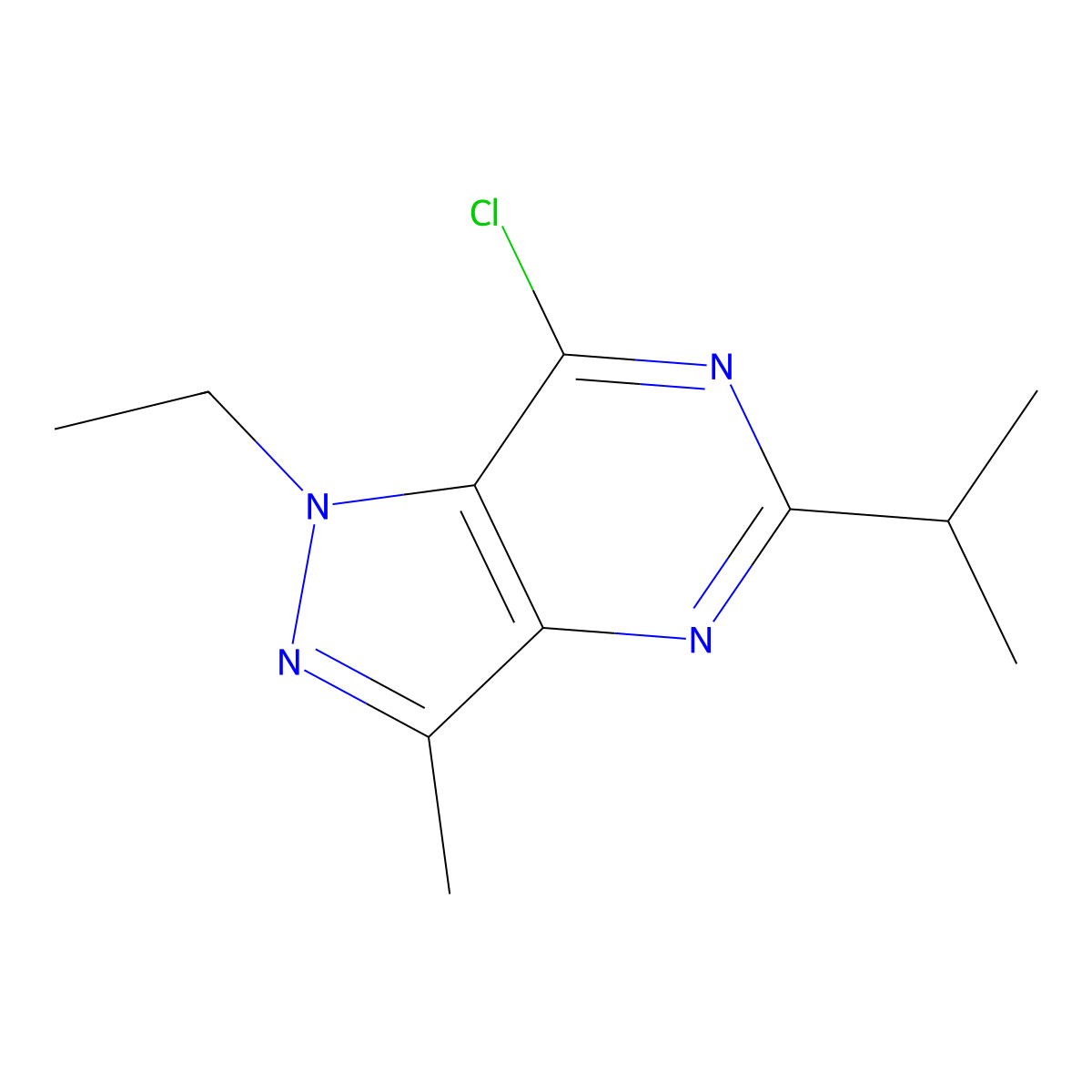 7-Chloro-1-ethyl-5-isopropyl-3-methyl-1H-pyrazolo[4,3-d]pyrimidine molecular structure, CAS 1263212-94-7