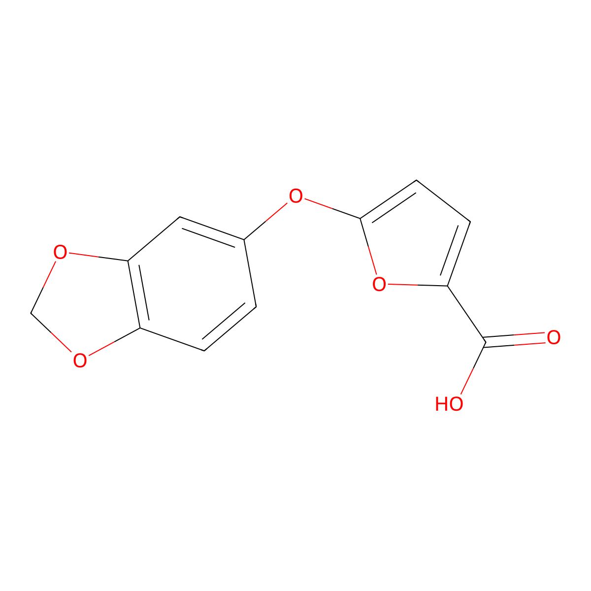 5-(Benzo[d][1,3]dioxol-5-yloxy)furan-2-carboxylic acid molecular structure, CAS 1263212-96-9