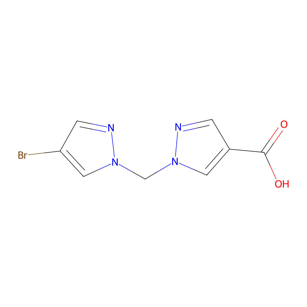 1-((4-Bromo-1H-pyrazol-1-yl)methyl)-1H-pyrazole-4-carboxylic acid molecular structure, CAS 1263213-44-0