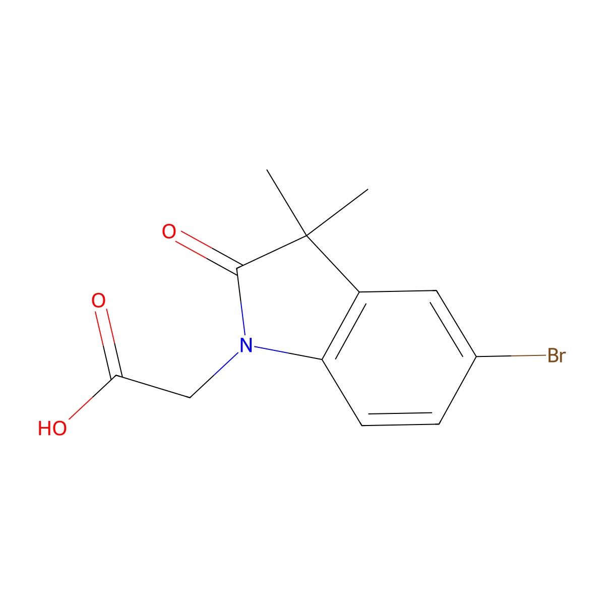 2-(5-Bromo-3,3-dimethyl-2-oxoindolin-1-yl)acetic acid molecular structure, CAS 1263213-64-4