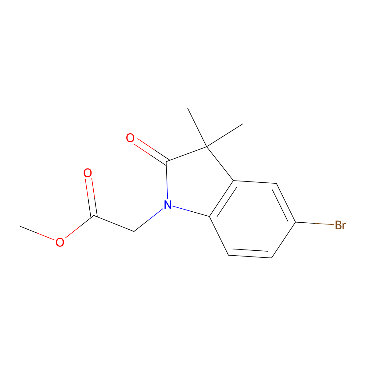 Methyl 2-(5-bromo-3,3-dimethyl-2-oxoindolin-1-yl)acetate molecular structure, CAS 1263213-65-5