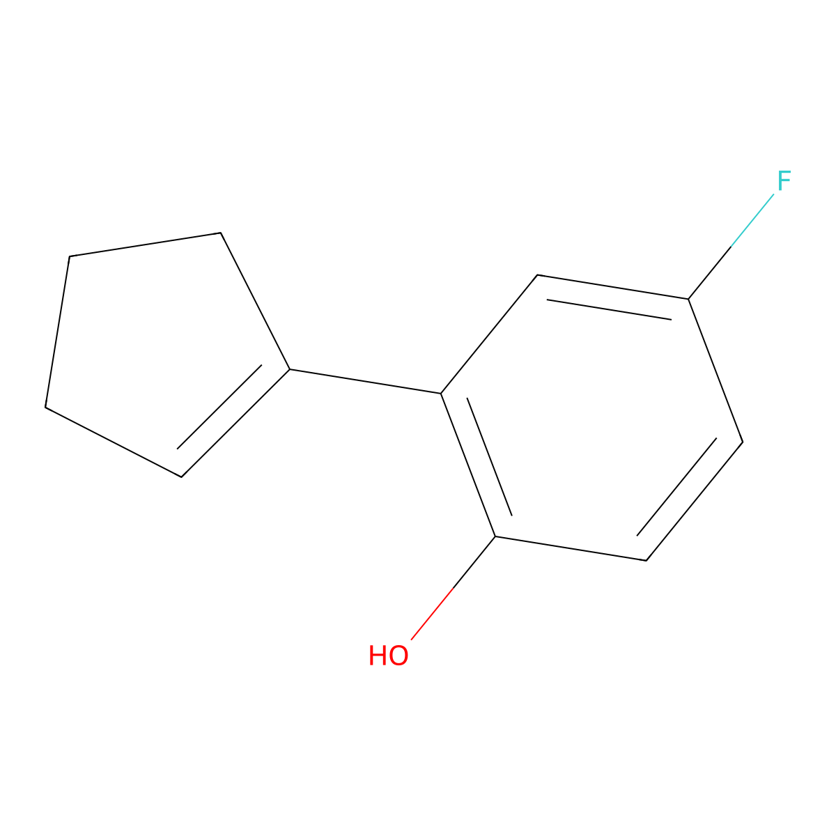2-(Cyclopent-1-en-1-yl)-4-fluorophenol molecular structure, CAS 1263213-69-9