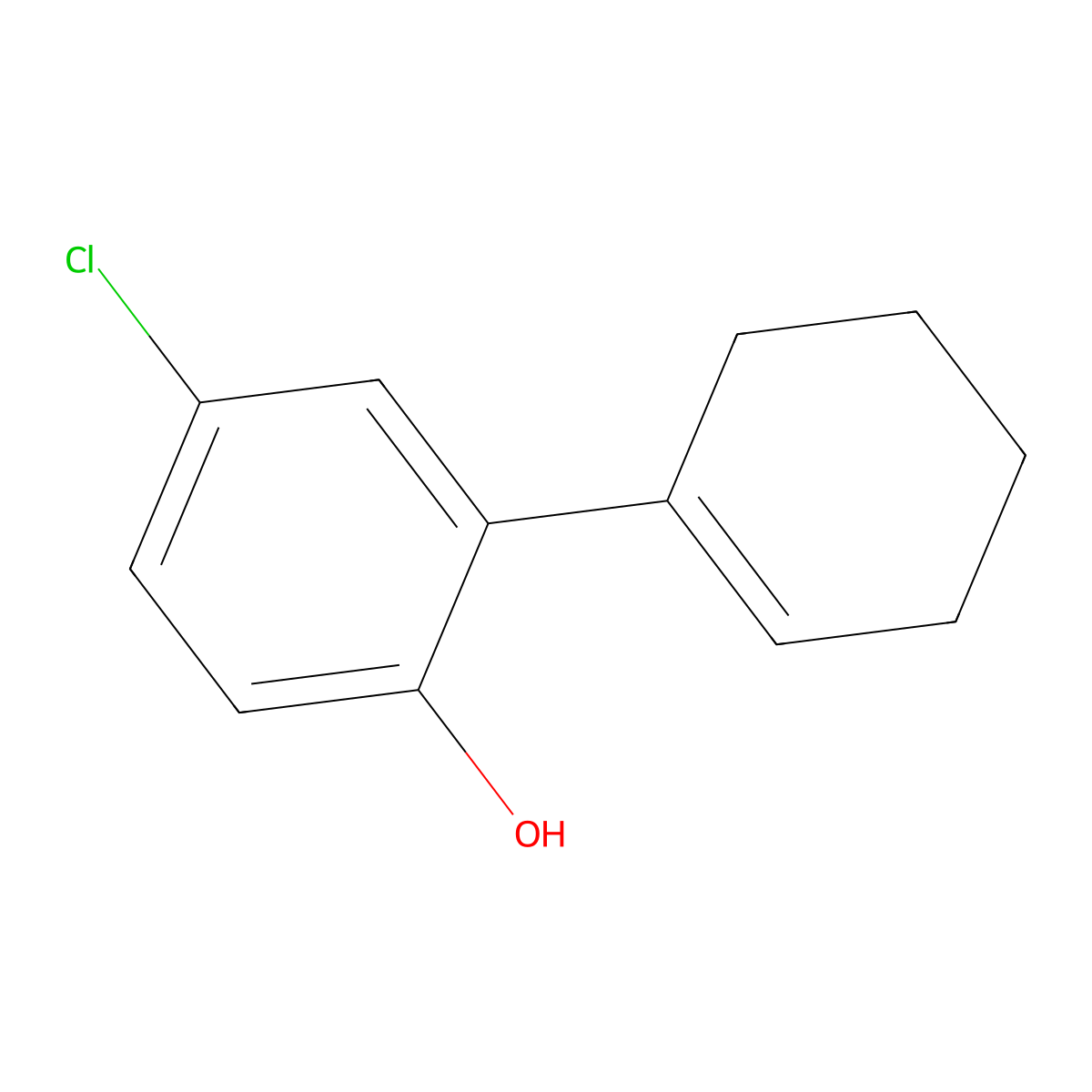 4-Chloro-2-(1-cyclohexen-1-yl)phenol molecular structure, CAS 1263213-70-2