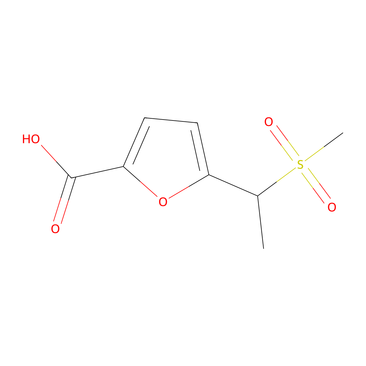 5-(1-(Methylsulfonyl)ethyl)furan-2-carboxylic acid molecular structure, CAS 1263213-72-4