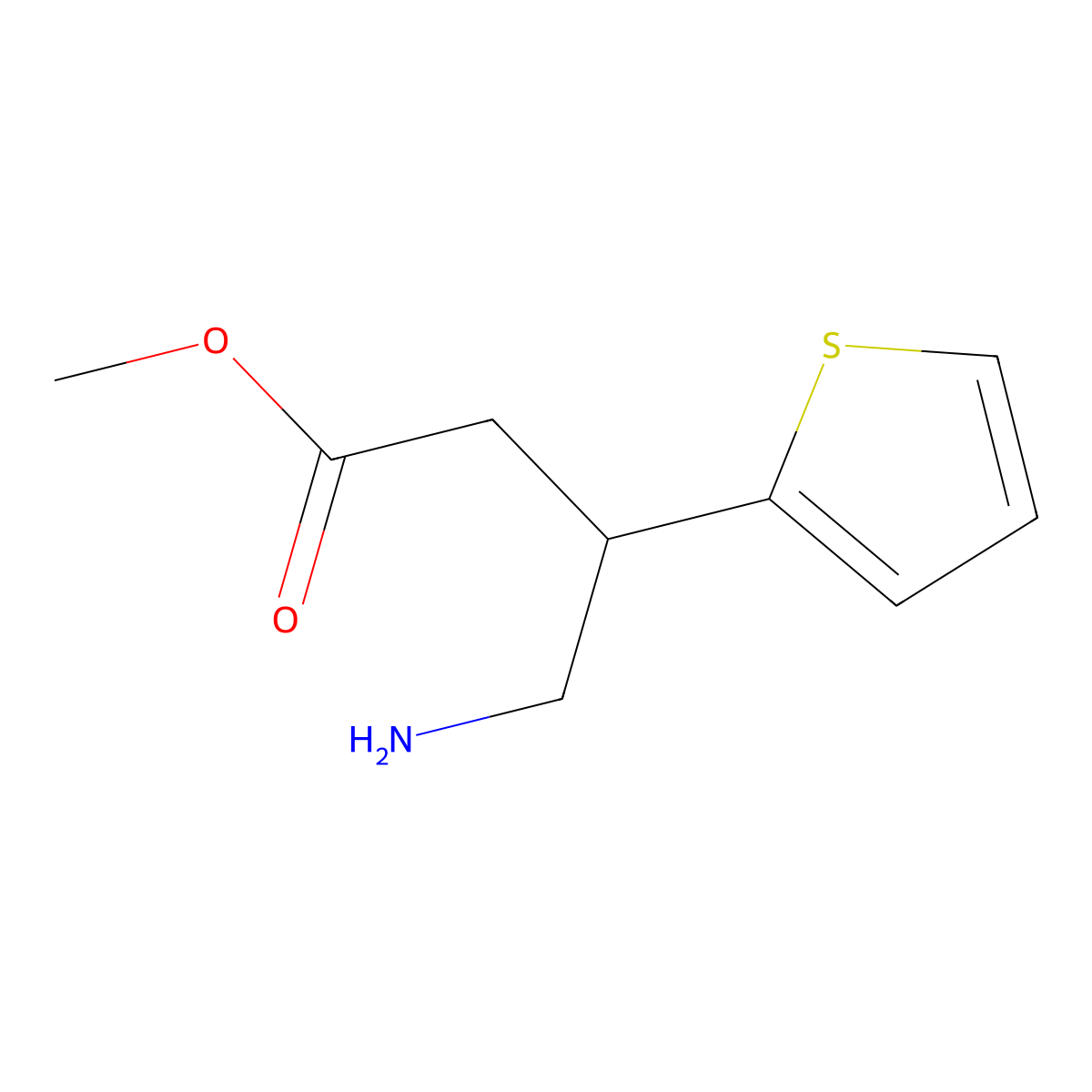 Methyl 4-amino-3-(thiophen-2-yl)butanoate molecular structure, CAS 1263213-82-6