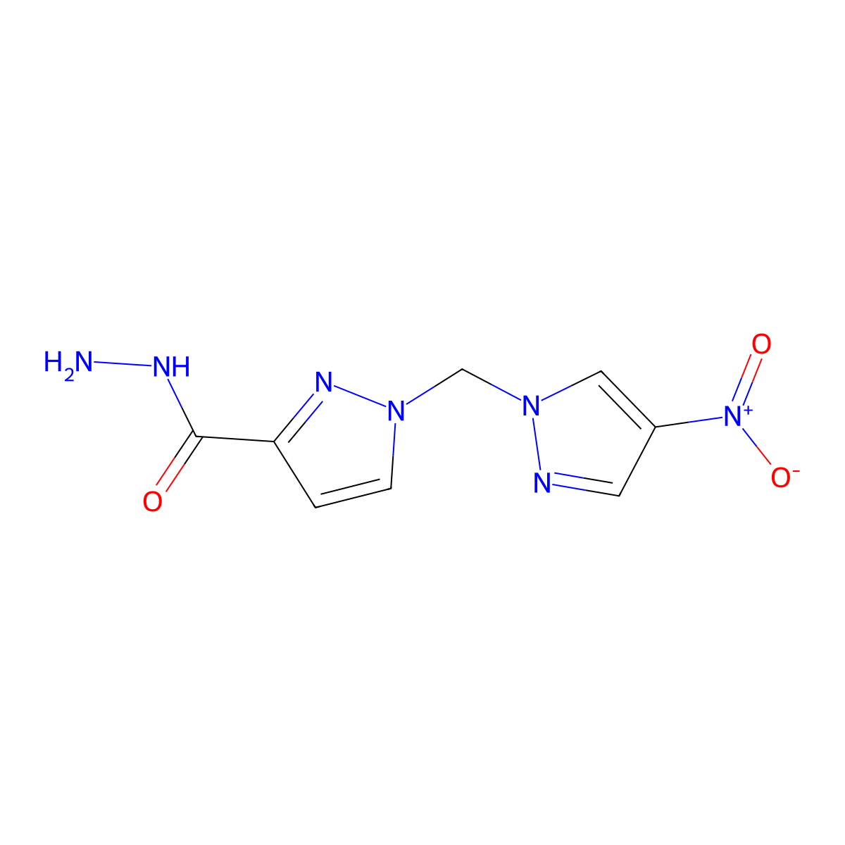 1-[(4-nitro-1H-pyrazol-1-yl)methyl]-1H-pyrazole-3-carbohydrazide molecular structure, CAS 1263213-94-0
