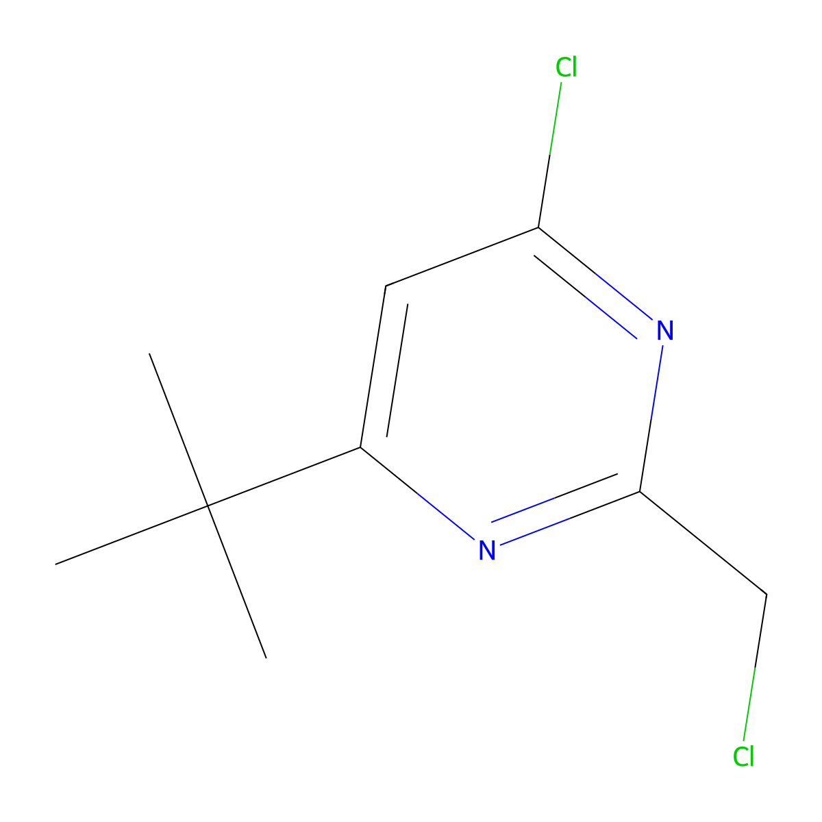 4-Tert-butyl-6-chloro-2-(chloromethyl)pyrimidine molecular structure, CAS 1263213-97-3