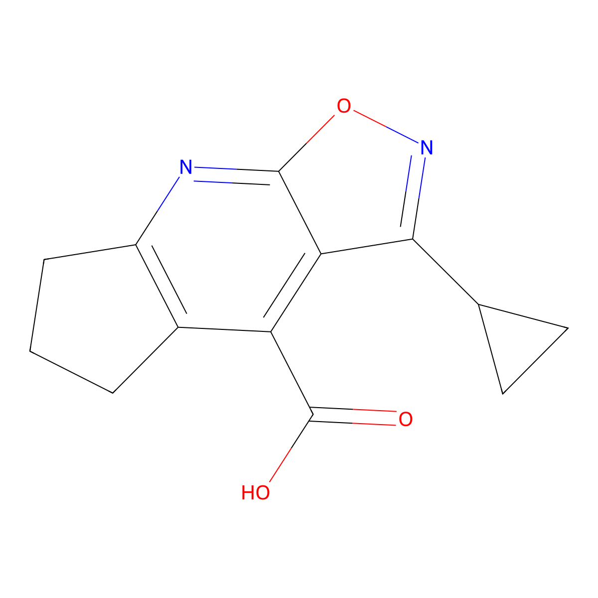 3-Cyclopropyl-6,7-dihydro-5H-cyclopenta[b]isoxazolo[4,5-e]pyridine-4-carboxylic acid molecular structure, CAS 1263214-15-8