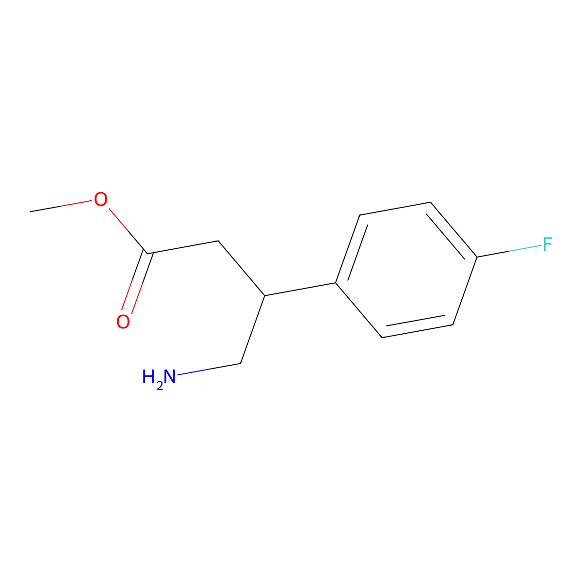 Methyl 4-amino-3-(4-fluorophenyl)butanoate molecular structure, CAS 1263215-00-4