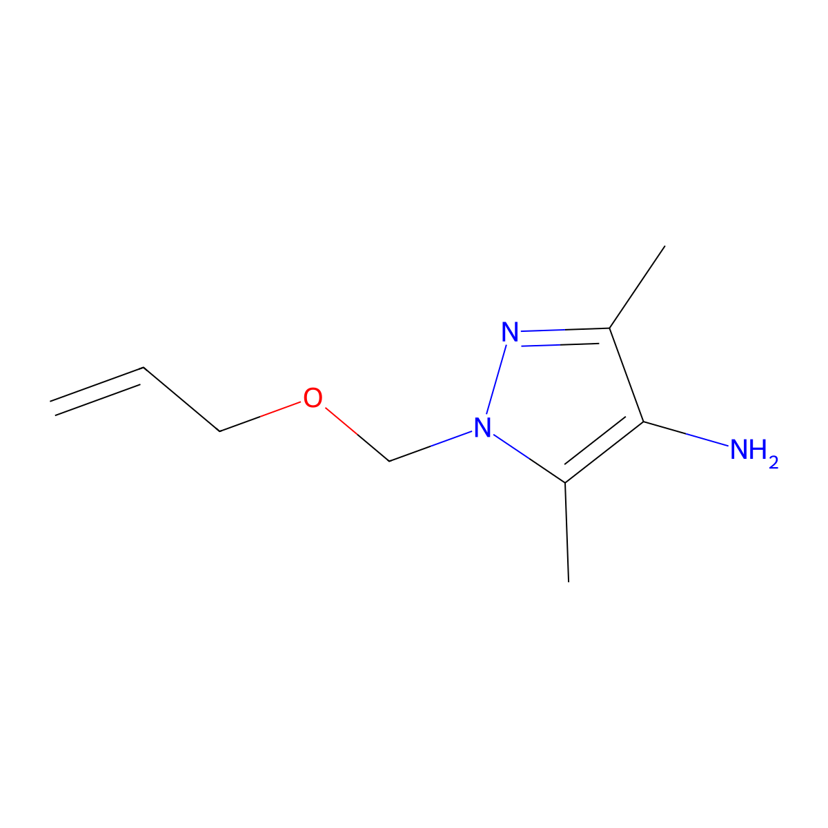 1-((Allyloxy)methyl)-3,5-dimethyl-1h-pyrazol-4-amine molecular structure, CAS 1263215-01-5