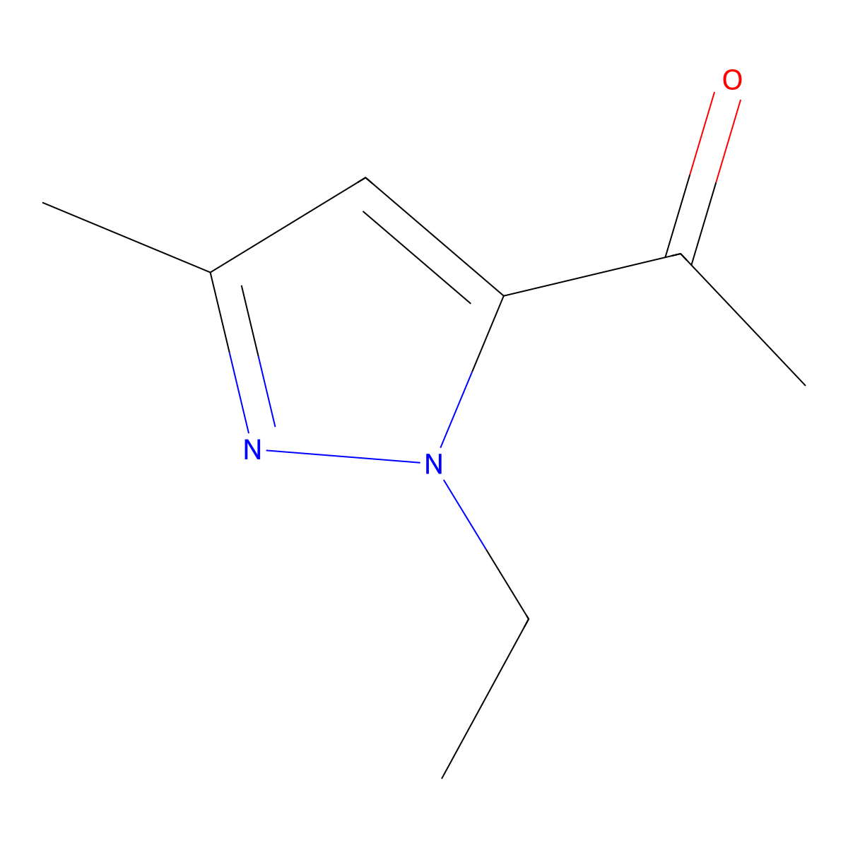 1-(1-ethyl-3-methyl-1H-pyrazol-5-yl)ethan-1-one molecular structure, CAS 1263215-03-7