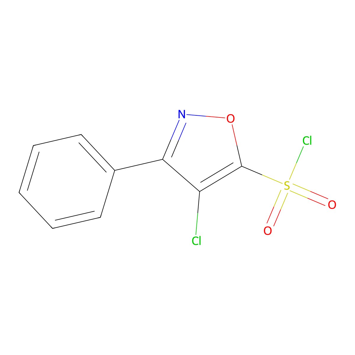 4-Chloro-3-phenyl-1,2-oxazole-5-sulfonyl chloride molecular structure, CAS 1263215-06-0