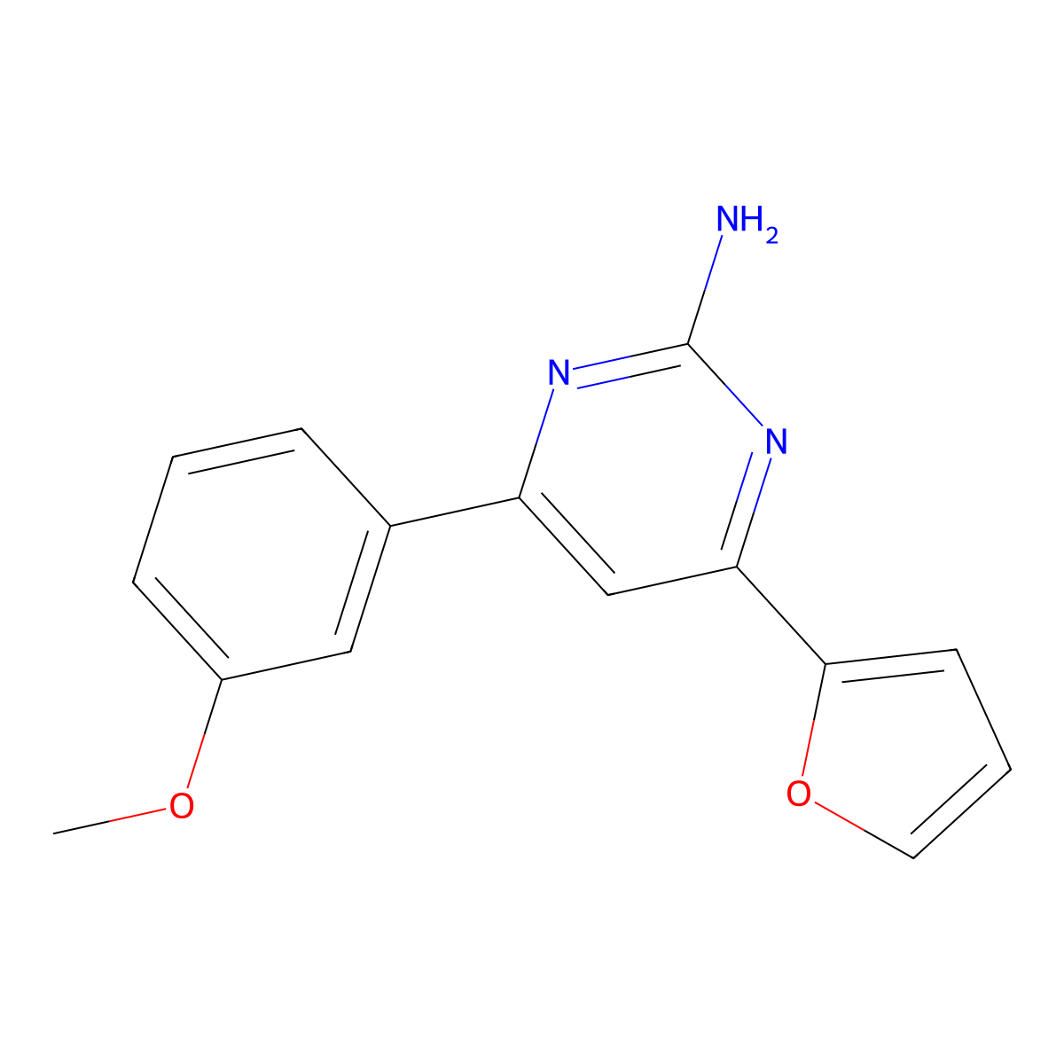 4-(Furan-2-yl)-6-(3-methoxyphenyl)pyrimidin-2-amine molecular structure, CAS 1263215-40-2