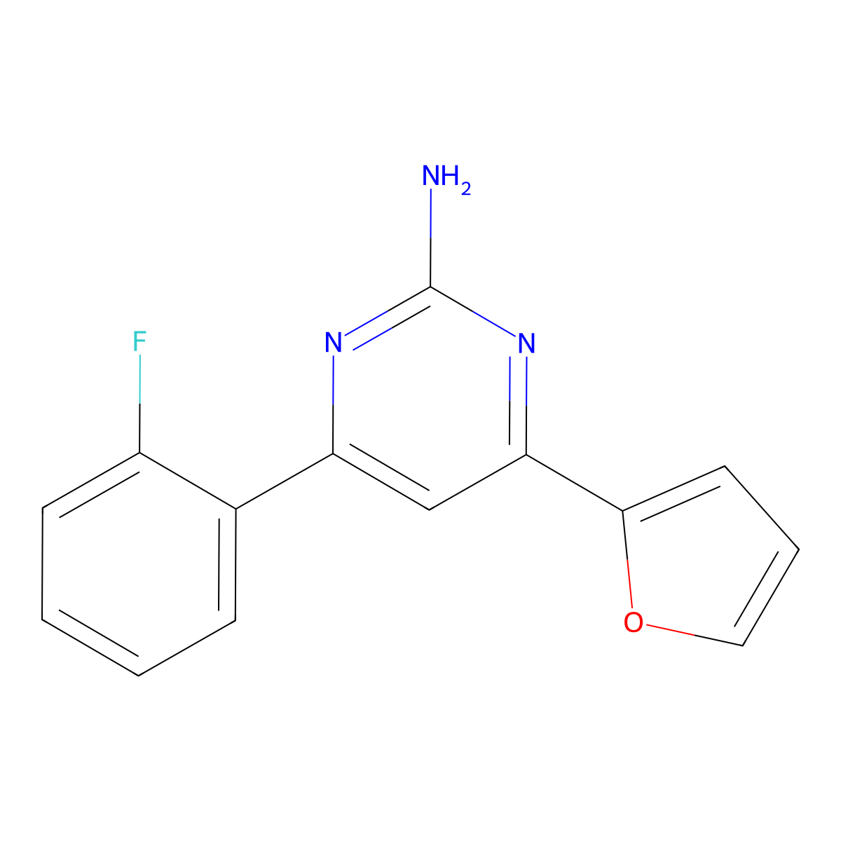 4-(2-Fluorophenyl)-6-(furan-2-yl)pyrimidin-2-amine molecular structure, CAS 1263215-43-5