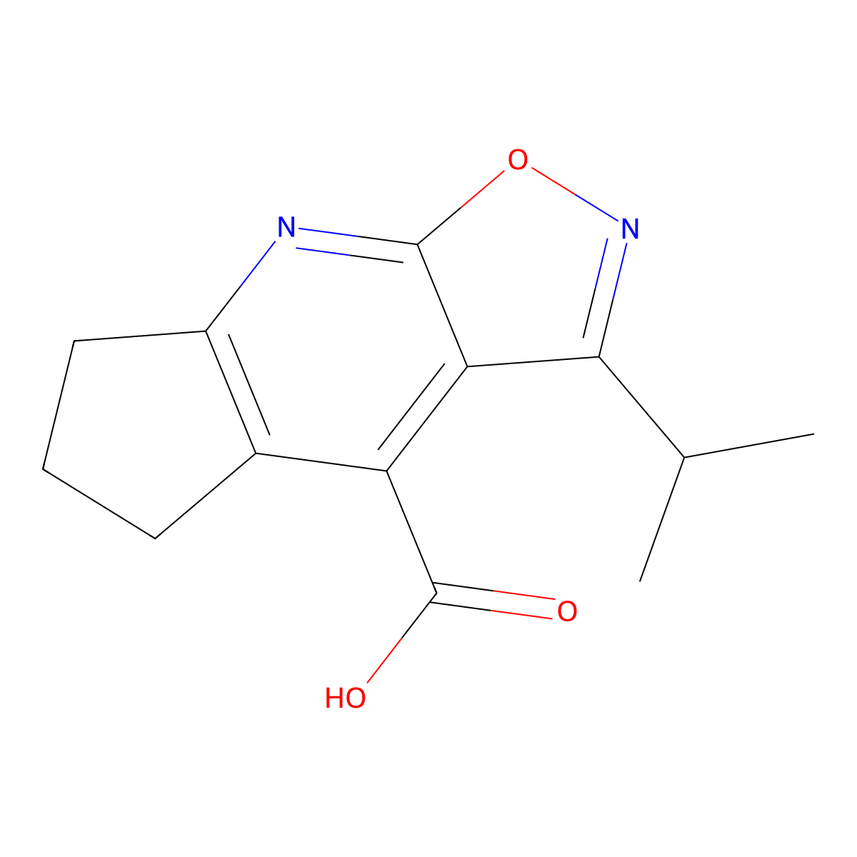 3-Isopropyl-6,7-dihydro-5H-cyclopenta[b]isoxazolo[4,5-e]pyridine-4-carboxylic acid molecular structure, CAS 1263215-46-8