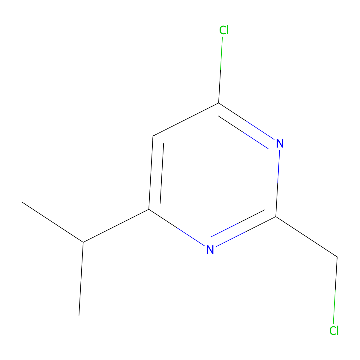 4-Chloro-2-(chloromethyl)-6-(propan-2-yl)pyrimidine molecular structure, CAS 1263215-84-4