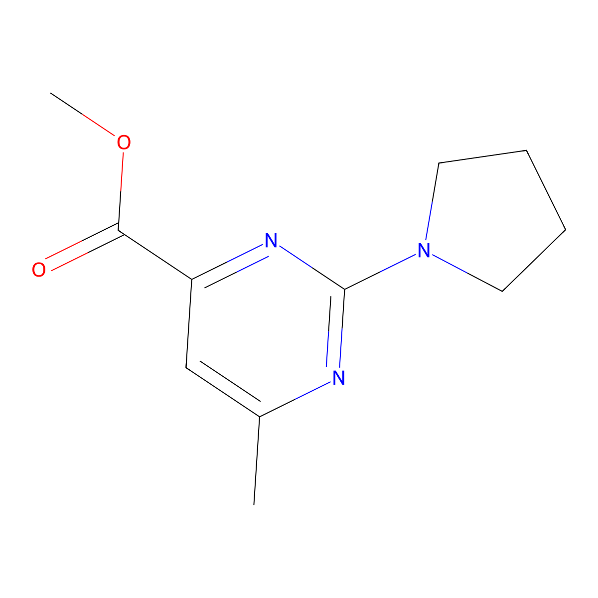 Methyl 6-methyl-2-(pyrrolidin-1-yl)pyrimidine-4-carboxylate molecular structure, CAS 1263215-93-5