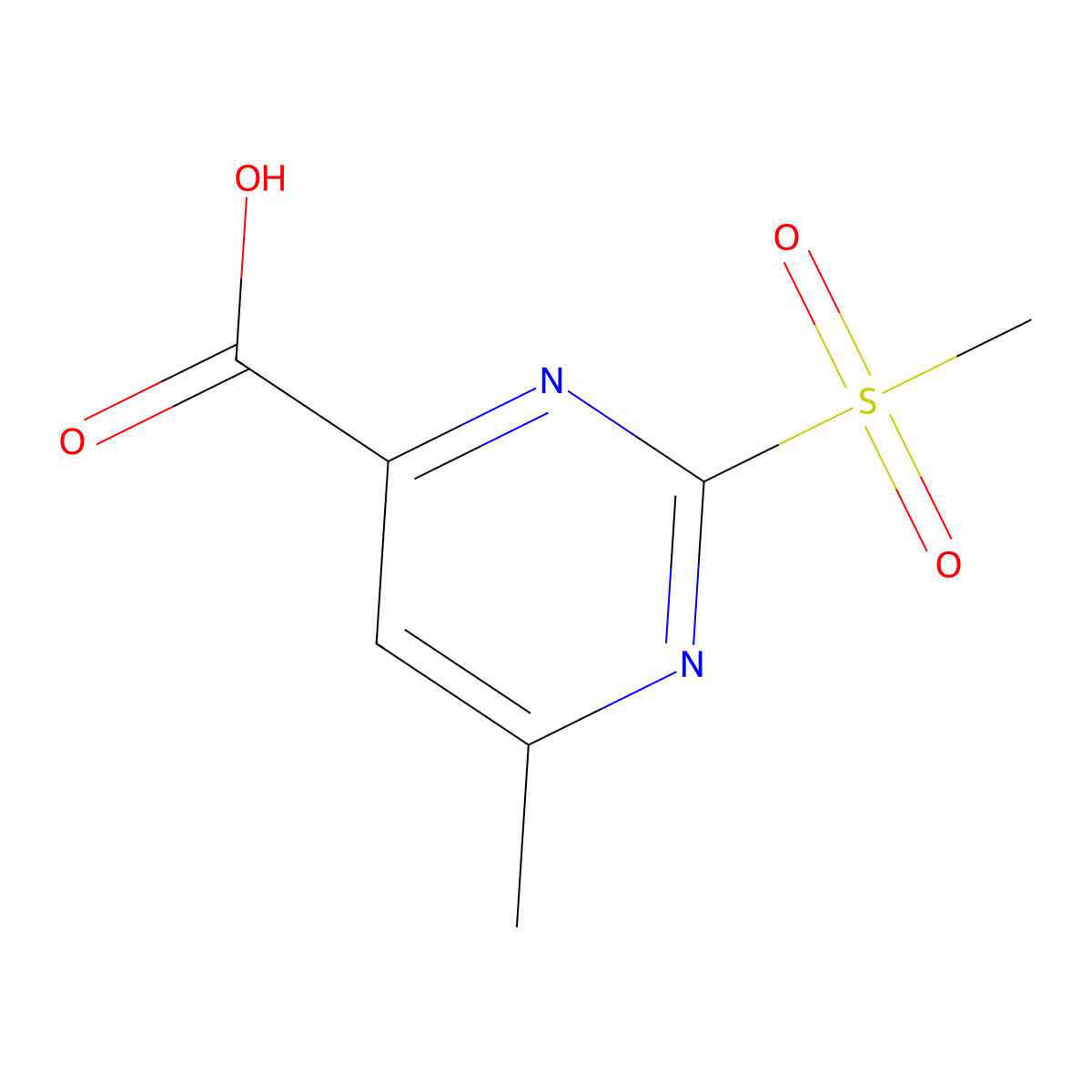 6-Methyl-2-(methylsulfonyl)pyrimidine-4-carboxylic acid molecular structure, CAS 1263216-10-9