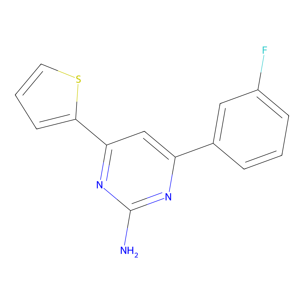 4-(3-Fluorophenyl)-6-(thiophen-2-yl)pyrimidin-2-amine molecular structure, CAS 1263216-68-7