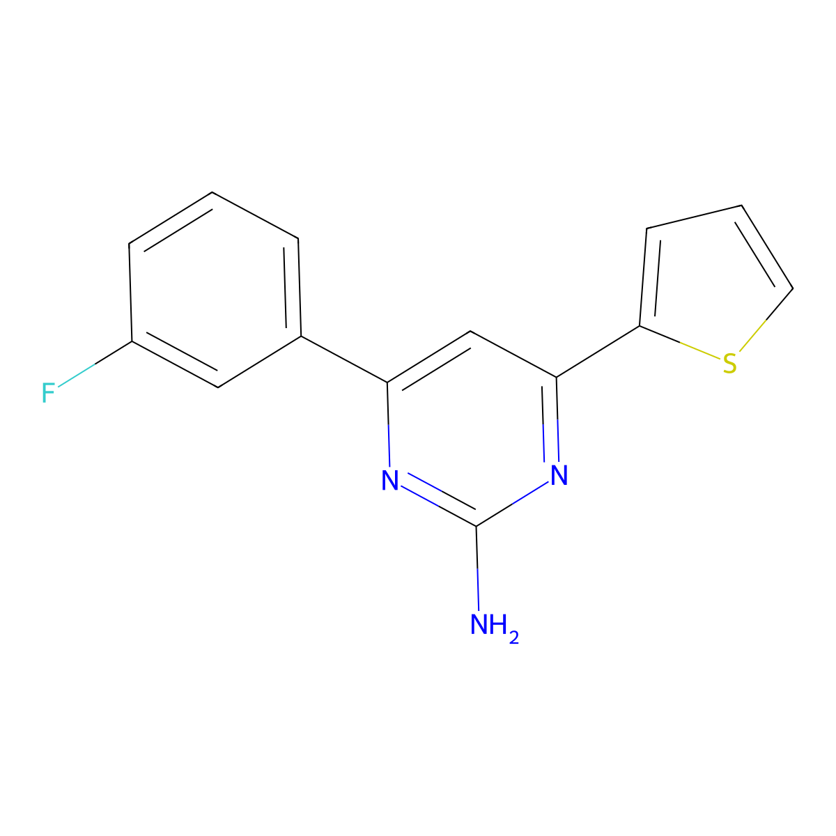 4-(3-Fluorophenyl)-6-(thiophen-2-yl)pyrimidin-2-amine molecular structure, CAS 1263216-68-7