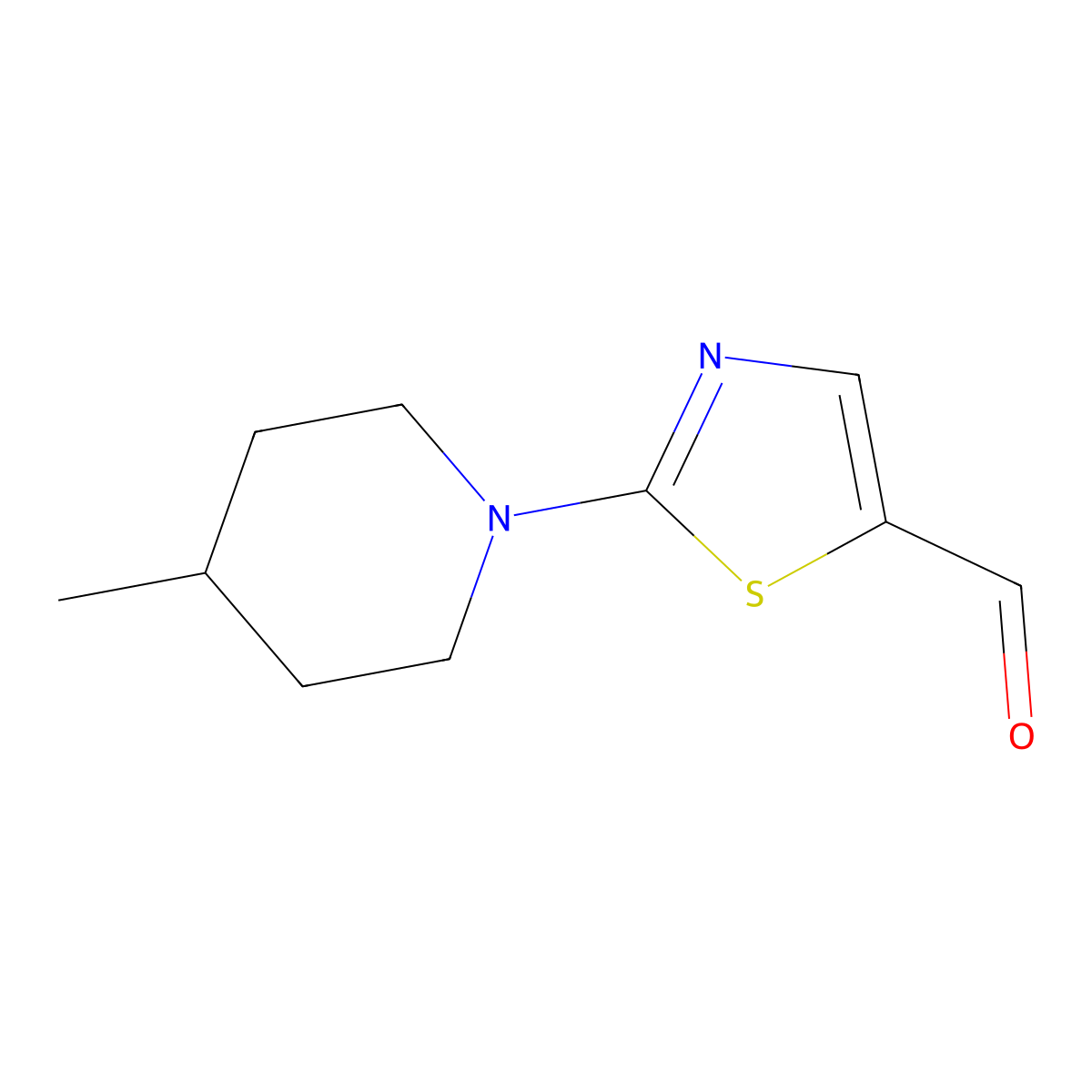 2-(4-Methylpiperidin-1-yl)thiazole-5-carbaldehyde molecular structure, CAS 1263216-79-0