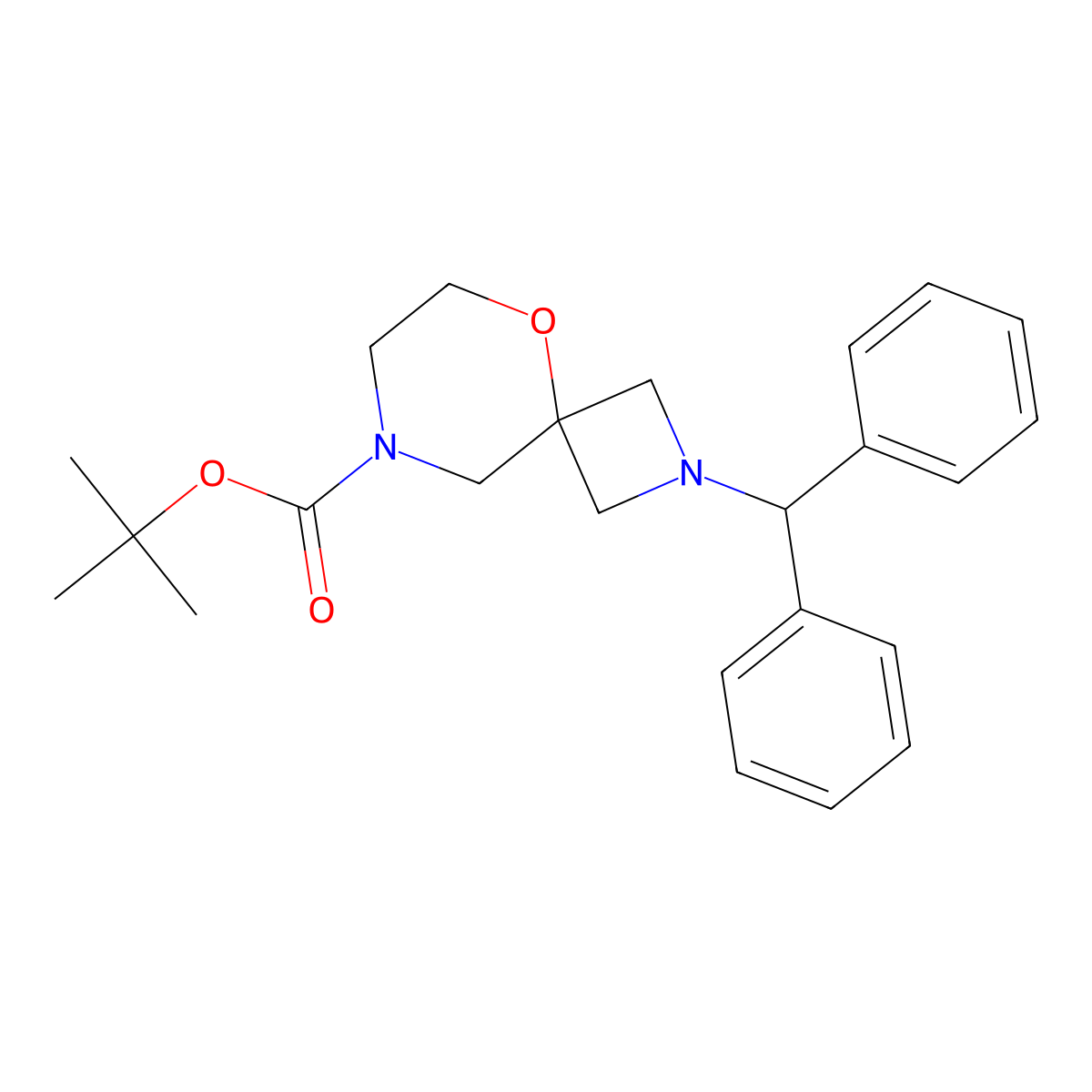 Tert-butyl 2-benzhydryl-5-oxa-2,8-diazaspiro[3.5]nonane-8-carboxylate molecular structure, CAS 1263268-96-7