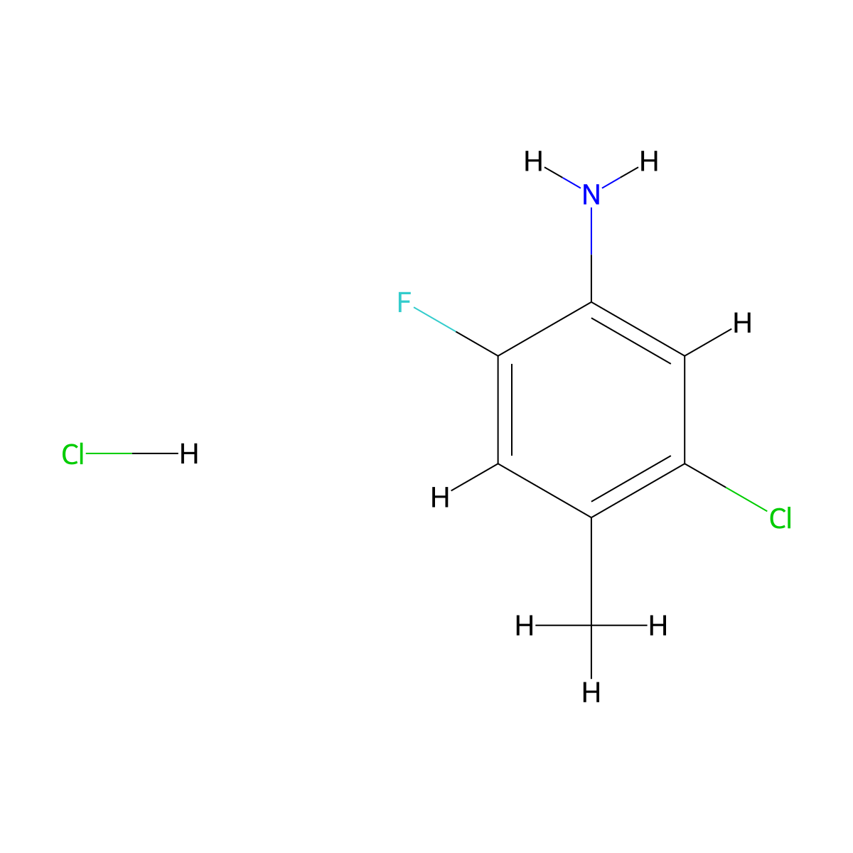 5-Chloro-2-fluoro-4-methylaniline hydrochloride molecular structure, CAS 1263274-31-2