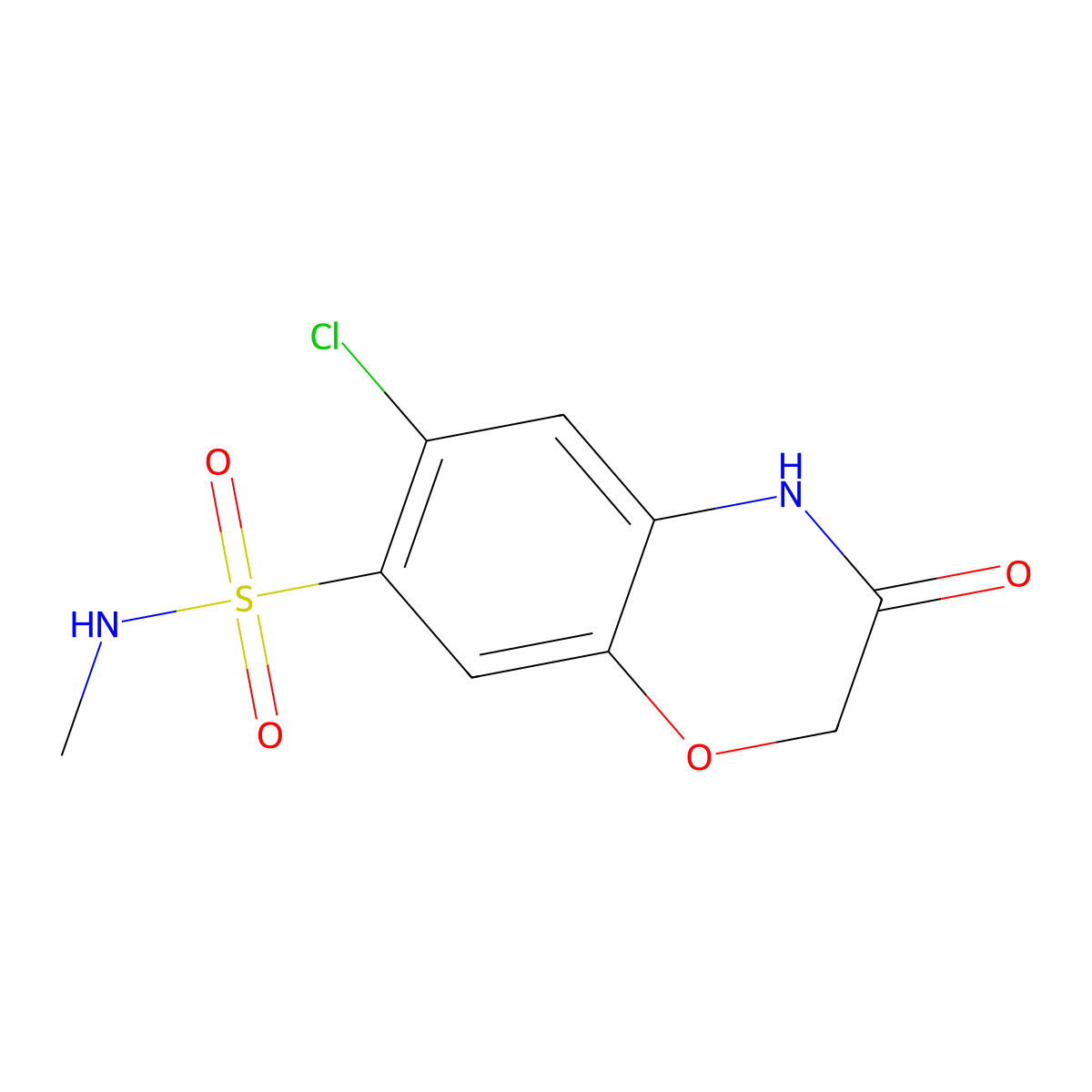 6-Chloro-N-methyl-3-oxo-3,4-dihydro-2H-1,4-benzoxazine-7-sulfonamide molecular structure, CAS 1263274-32-3