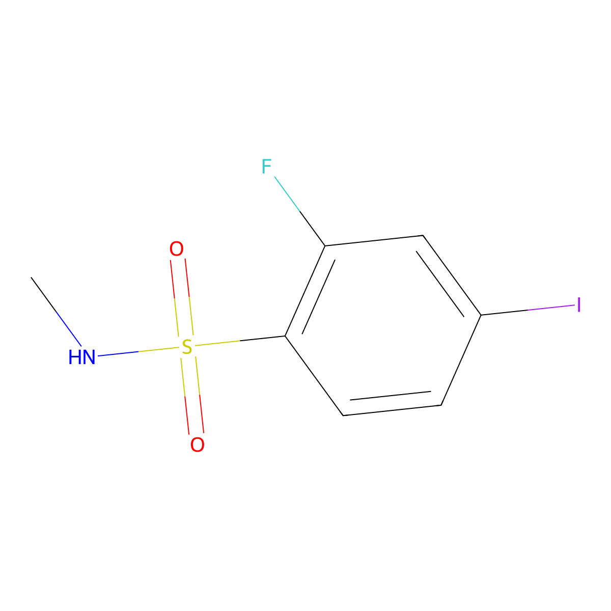 2-Fluoro-4-iodo-N-methylbenzene-1-sulfonamide molecular structure, CAS 1263274-95-8