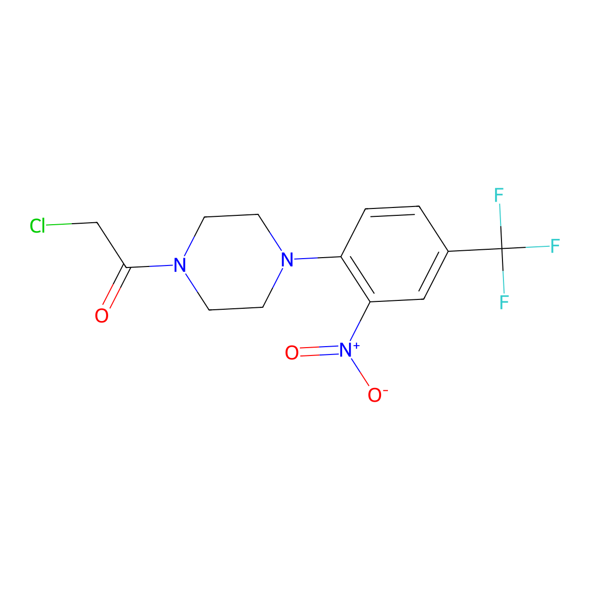 2-Chloro-1-{4-[2-nitro-4-(trifluoromethyl)phenyl]piperazin-1-yl}ethanone molecular structure, CAS 1263275-60-0