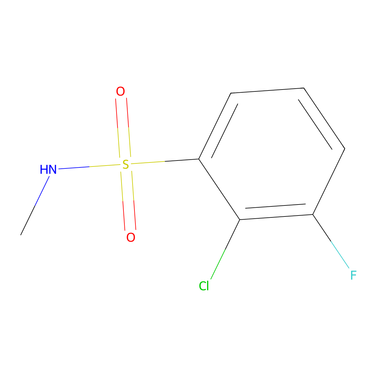 2-Chloro-3-fluoro-N-methylbenzene-1-sulfonamide molecular structure, CAS 1263275-96-2