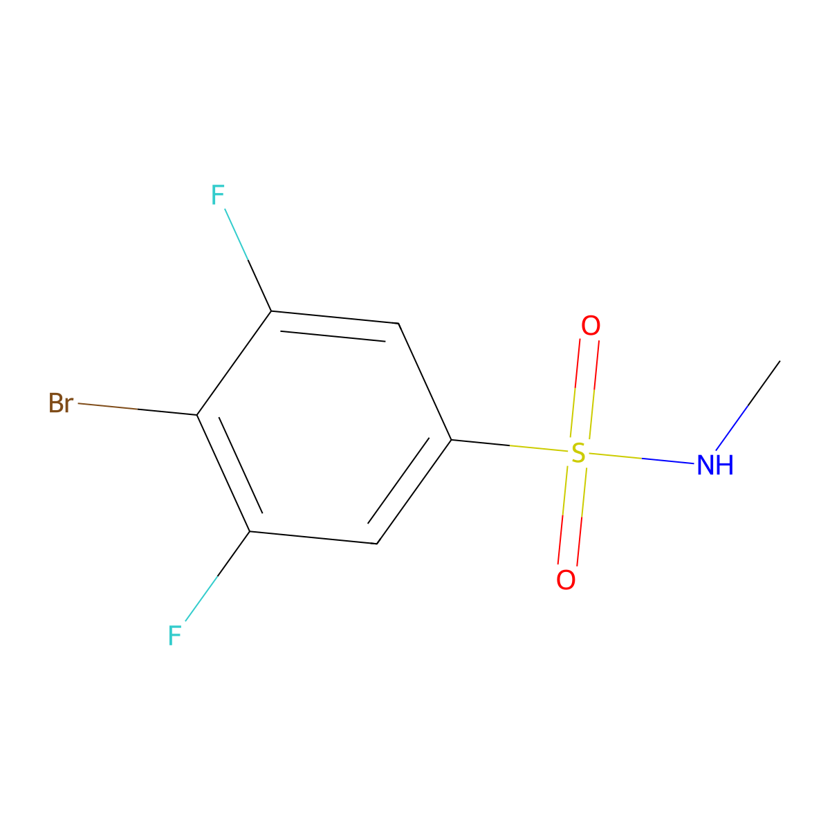 4-Bromo-3,5-difluoro-N-methylbenzene-1-sulfonamide molecular structure, CAS 1263276-10-3