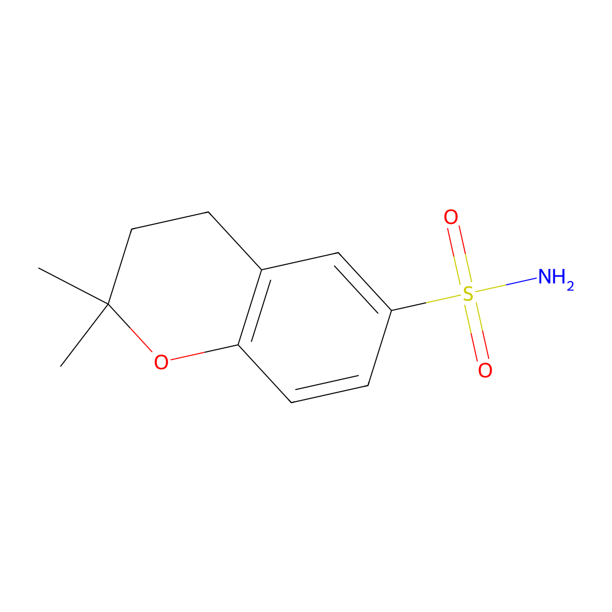 2,2-dimethyl-3,4-dihydro-2H-1-benzopyran-6-sulfonamide molecular structure, CAS 1263276-48-7