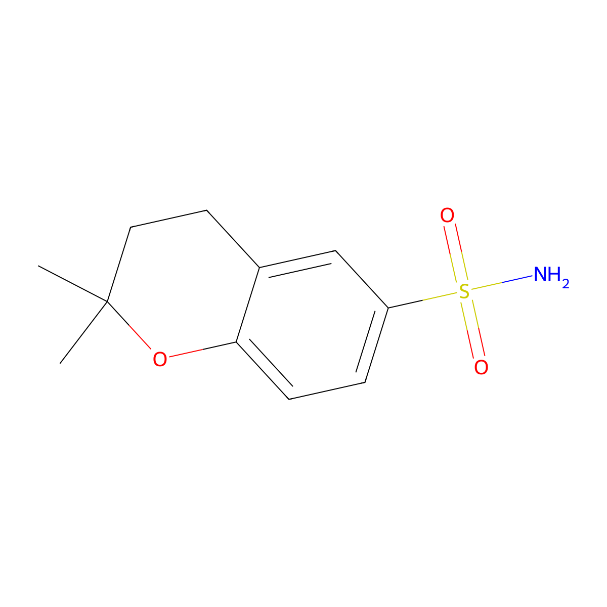 2,2-dimethyl-3,4-dihydro-2H-1-benzopyran-6-sulfonamide molecular structure, CAS 1263276-48-7