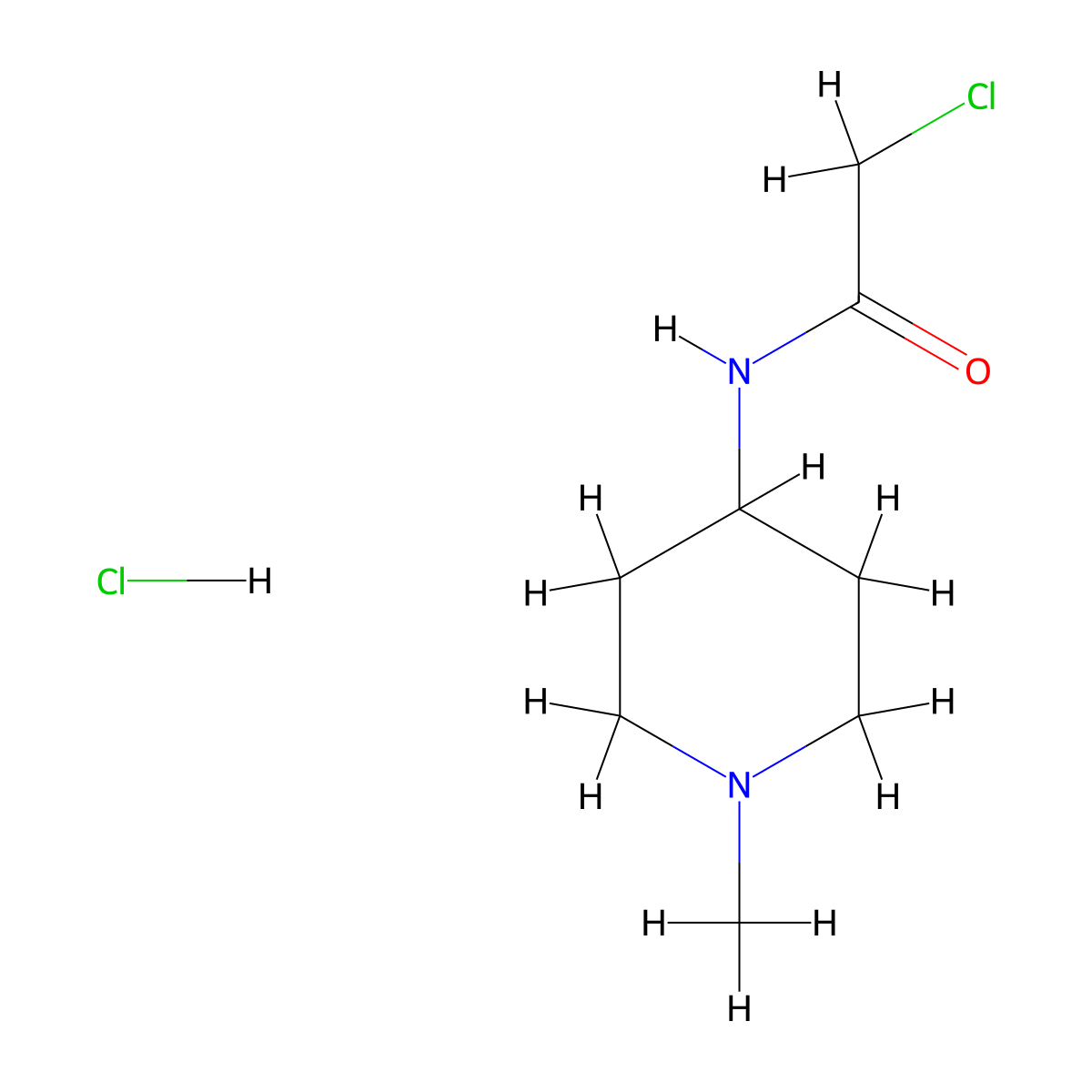 2-chloro-N-(1-methylpiperidin-4-yl)acetamide hydrochloride molecular structure, CAS 1263277-05-9