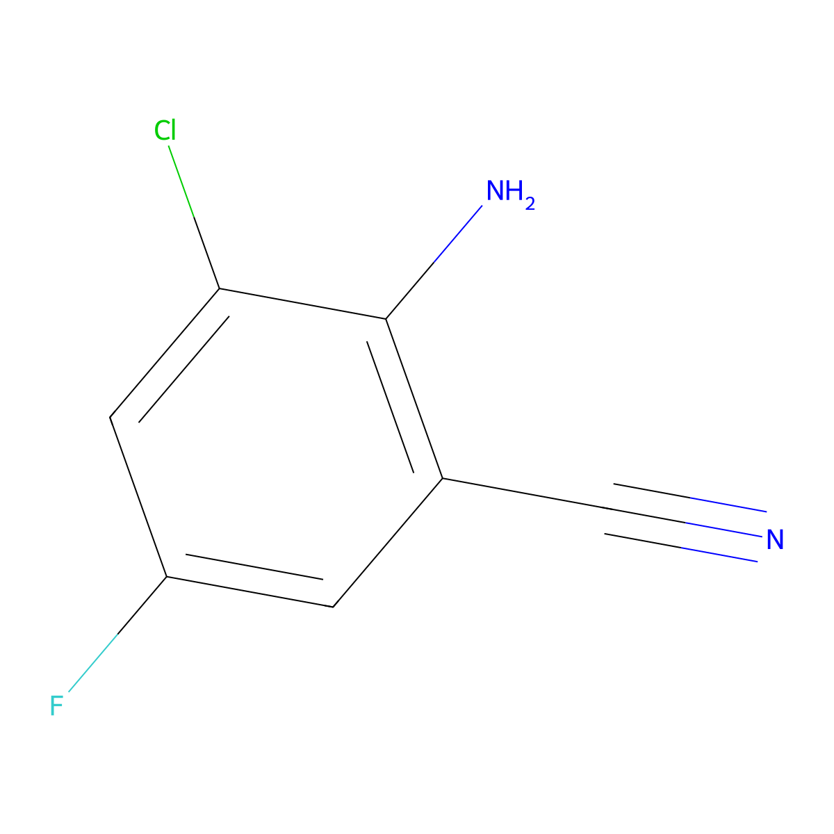 2-Amino-3-chloro-5-fluorobenzonitrile molecular structure, CAS 1263277-06-0