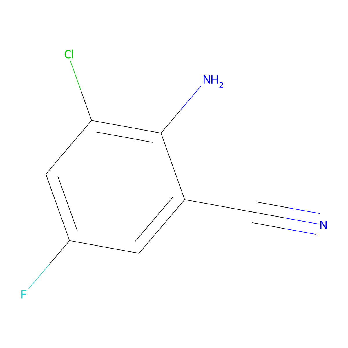 2-Amino-3-chloro-5-fluorobenzonitrile molecular structure, CAS 1263277-06-0
