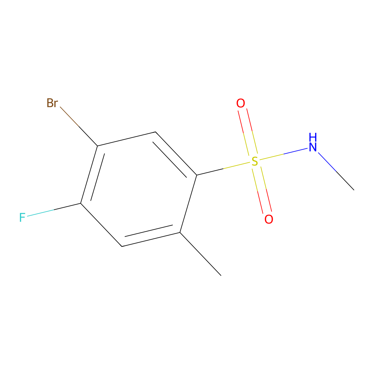 5-Bromo-4-fluoro-N,2-dimethylbenzene-1-sulfonamide molecular structure, CAS 1263277-24-2