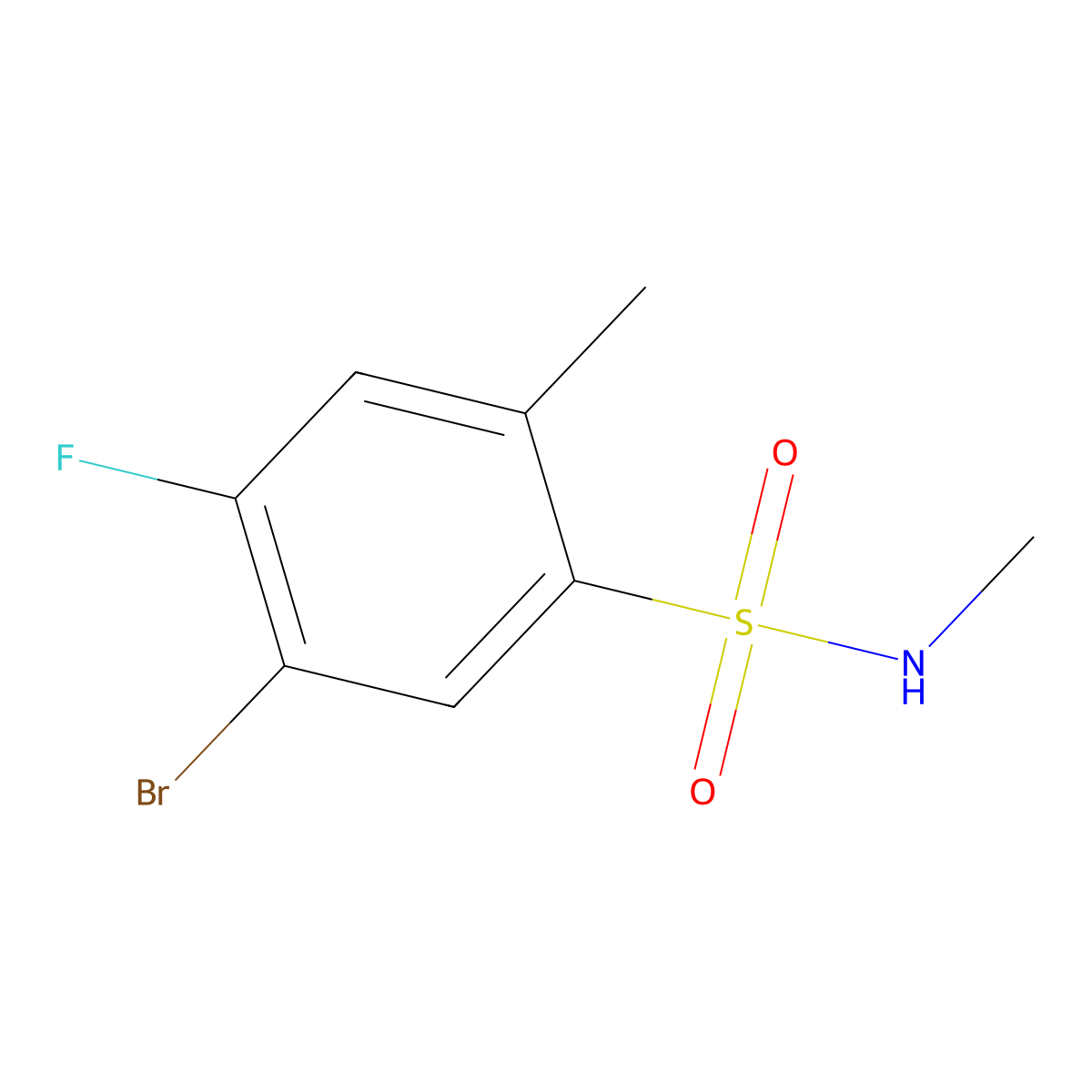 5-Bromo-4-fluoro-N,2-dimethylbenzene-1-sulfonamide molecular structure, CAS 1263277-24-2