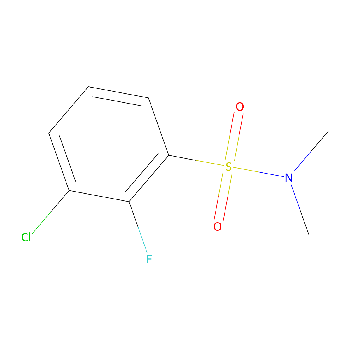 3-chloro-2-fluoro-N,N-dimethylbenzene-1-sulfonamide molecular structure, CAS 1263277-46-8