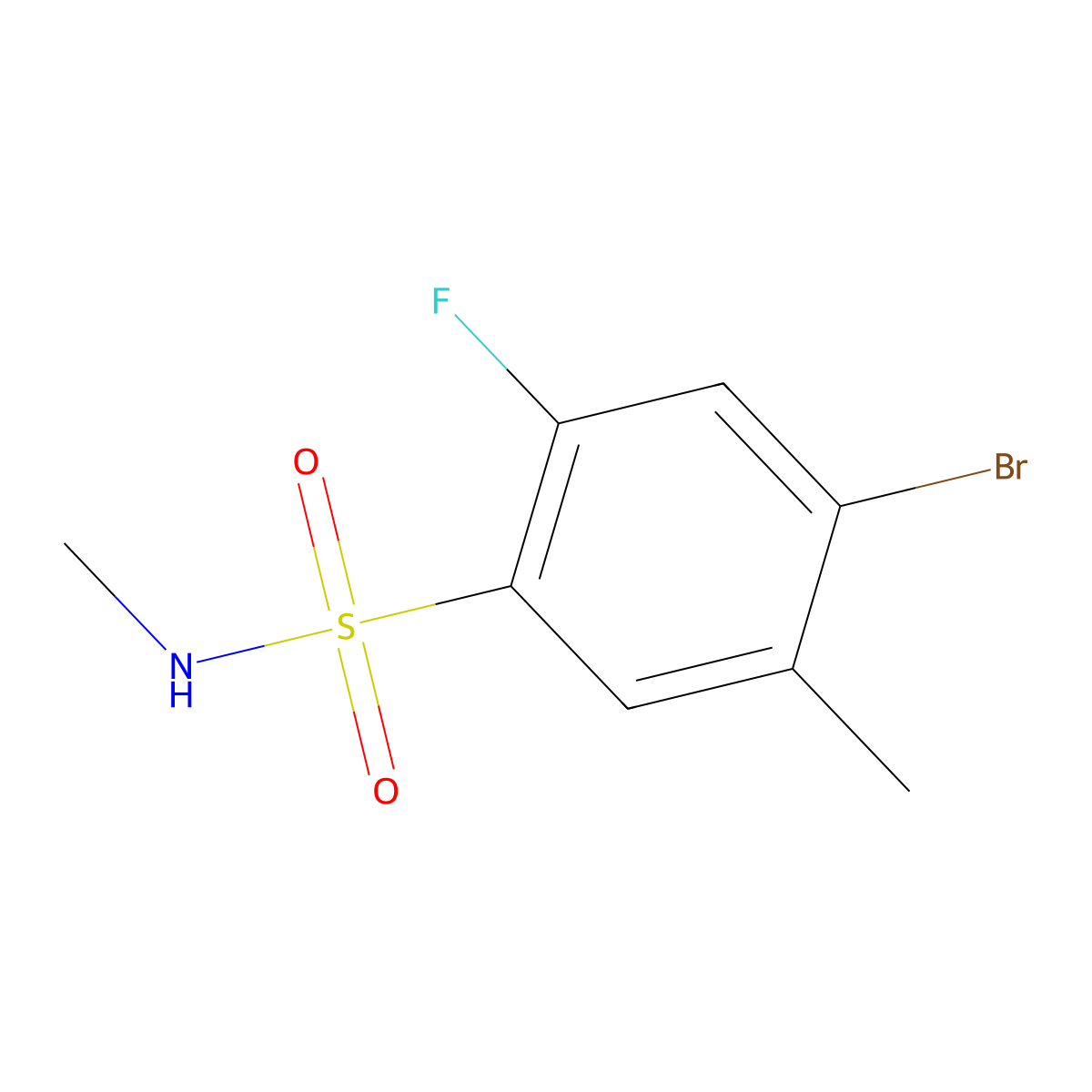 4-bromo-2-fluoro-N,5-dimethylbenzene-1-sulfonamide molecular structure, CAS 1263277-91-3