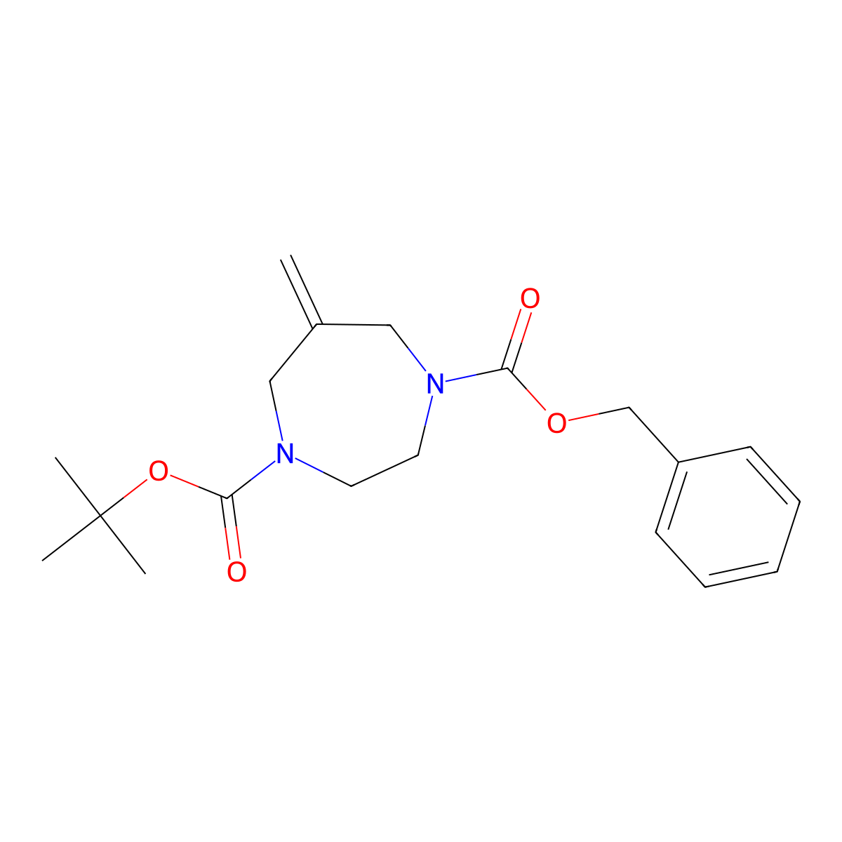 1-Benzyl 4-tert-butyl 6-methylidene-1,4-diazepane-1,4-dicarboxylate molecular structure, CAS 1263279-31-7